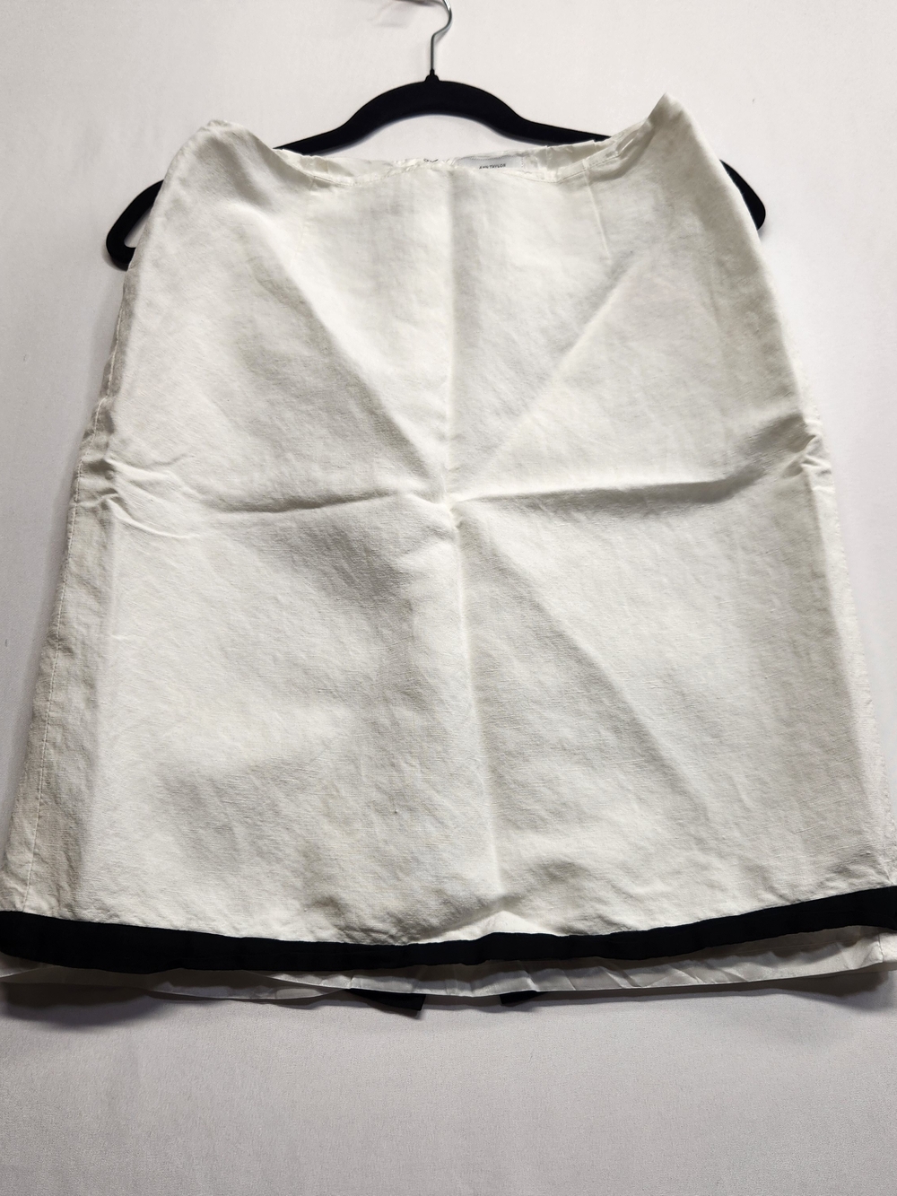 ⭐️Loft White Linen Blend Contrast Trim Midi Pencil Skirt Size 6 Coastal Grandma